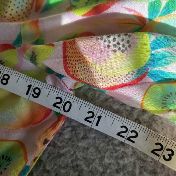 Farm Rio Wrap Blouse Womens XL Pink Rainforest Print Colorful summery Fairy Comf - Picture 14 of 16
